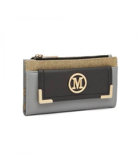 Miss LuLu šedá dámská peněženka M METAL LOGO 6882 LP6882_GY