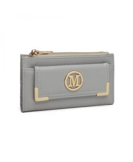 Miss LuLu světle šedá dámská peněženka M METAL LOGO 6882 LP6882_LGY