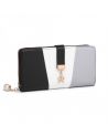 Prostorná dámská peněženka na zip, bílá / šedá / černá, vyrobená z kvalitní mírně lesklé umělé kůže.