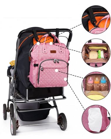 Kono mateřský přebalovací batoh na kočárek růžový 6705D E6705D2PK