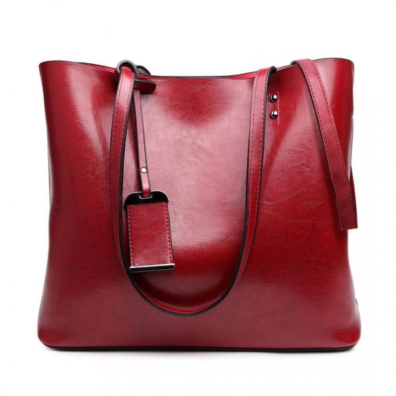 Miss Lulu vínově červená kabelka z imitace voskované leštěné kůže 6710 E6710_BY