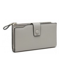 Sofistikovaná a elegantní dámská peněženka, šedá, v minimalistickém stylu, vyrobená z kvalitní lehce strukturované syntetické kůže.