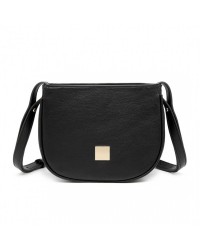 Elegantní dámská černá crossbody kabelka Miss Lulu, v sedlovém designu, vyrobená z kvalitní syntetické kůže.