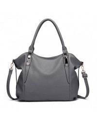 Lehká velká dámská hobo kabelka z kolekce Miss Lulu tmavě šedá, vyrobená z kvalitní poddajné strukturované syntetické kůže.