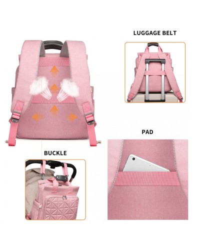 Kono mateřský přebalovací batoh na kočárek růžový s USB 2105 EM2105-USB_BK