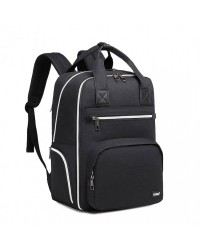 Praktický přebalovací batoh  s USB portem, nejen na kočárek, černý, vyrobený z kvalitního nepromokavého polyesteru.