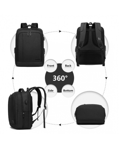 Kono černý batoh s USB portem 2111 - 23L EM2111_BK