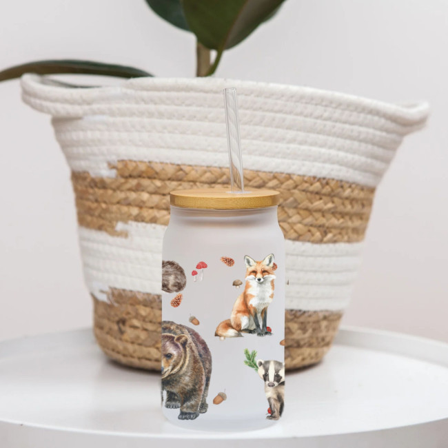 V LESE - sklenice s víčkem a brčkem 520 ml SKL40