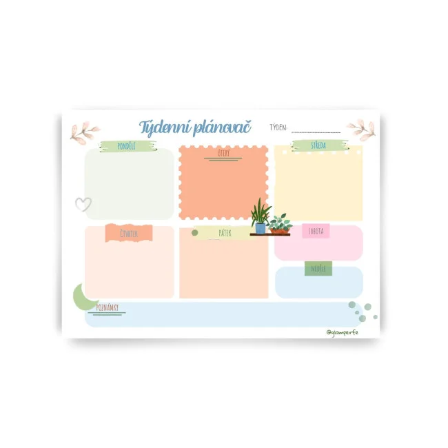 MŮJ TÝDENNÍ PLÁNOVÁČ - týdenní plánovač TPL3