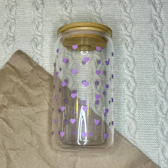 MALÁ SRDÍČKA - sklenice s víčkem a brčkem SKL68