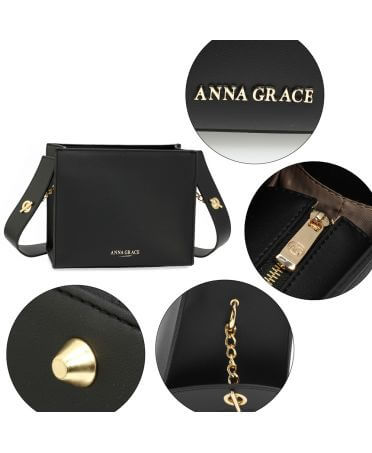 Anna Grace černá módní kabelka crossbody 596 AG00596_BLACK