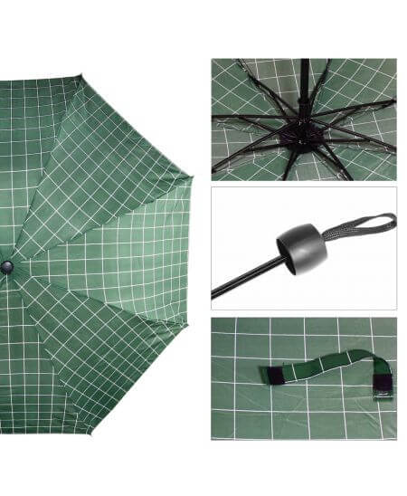 Anna Grace zelený manuální skládací deštník s potiskem AGU0012_GREEN