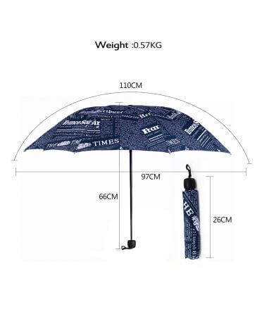 Anna Grace modrý manuální skládací deštník s novinovým potiskem AGU0013_NAVY
